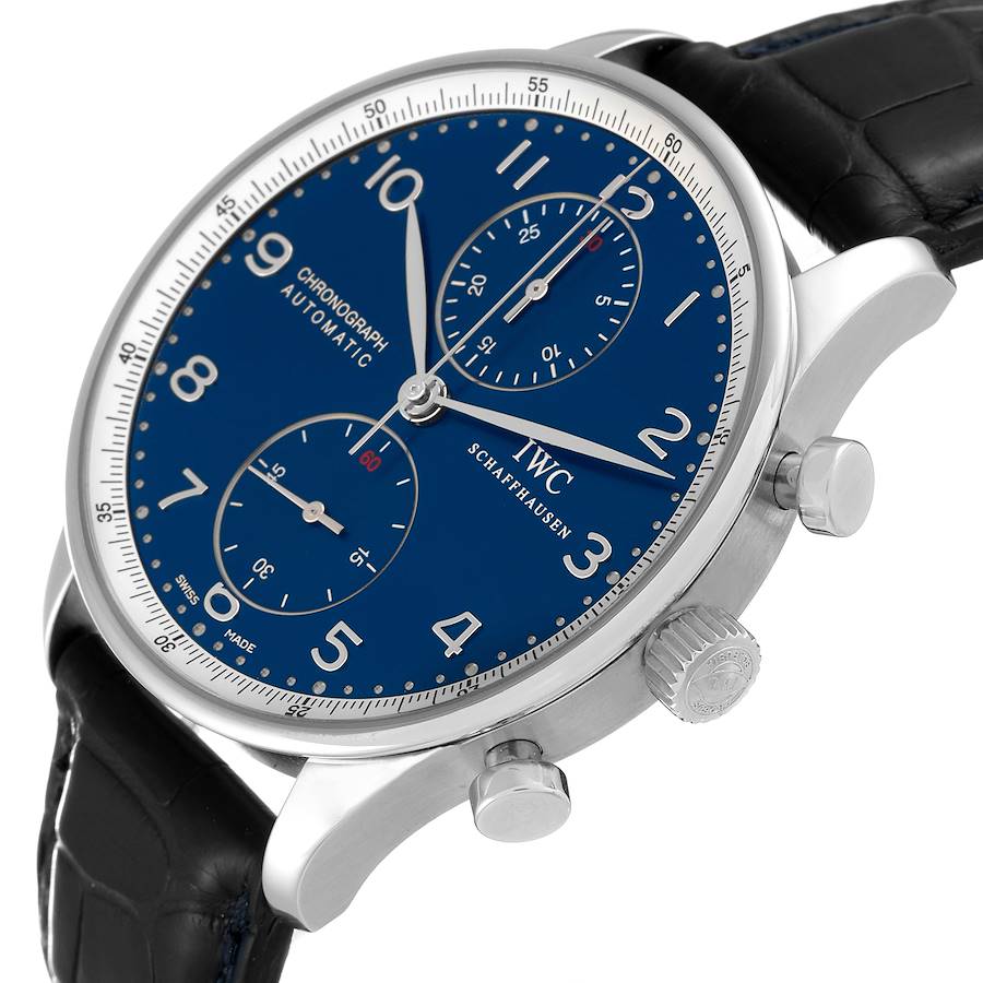 IWC Portuguese Chronograph Blue Dial Steel Mens Watch IW371432