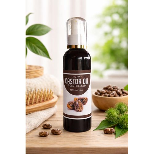 Castor Oil Nutra 100% Cold Pressed Organic Castor Oil - Jamaican Black for hair growth, eyebrows and eyelashes - Pure and Natural