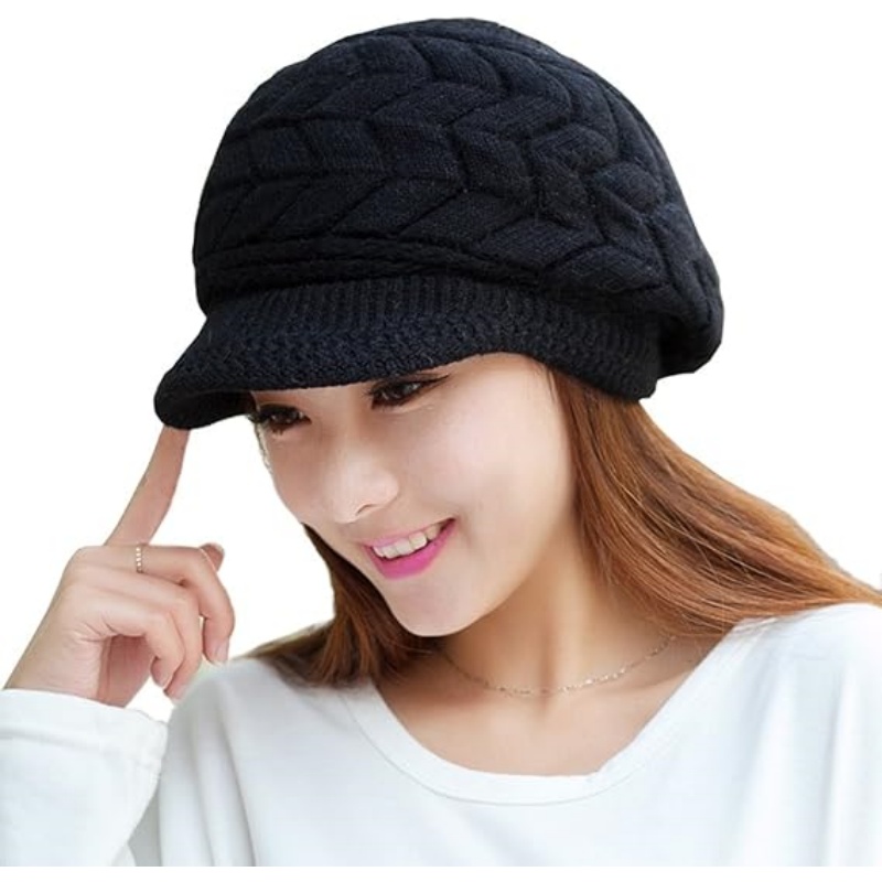 Wool Knit Hat with Visor