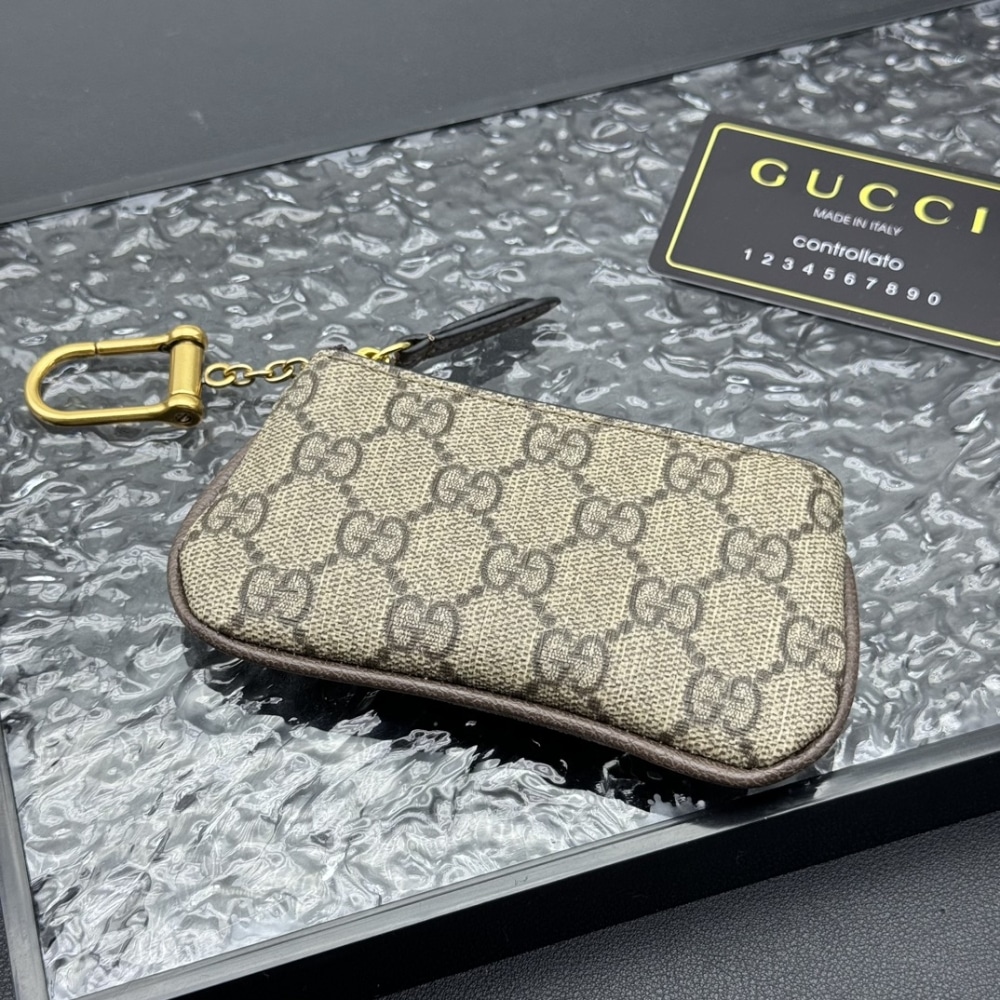 Gucci Gg Supreme Canvas Wallet Ophidia Key Case Beige And Ebony 12.5cm