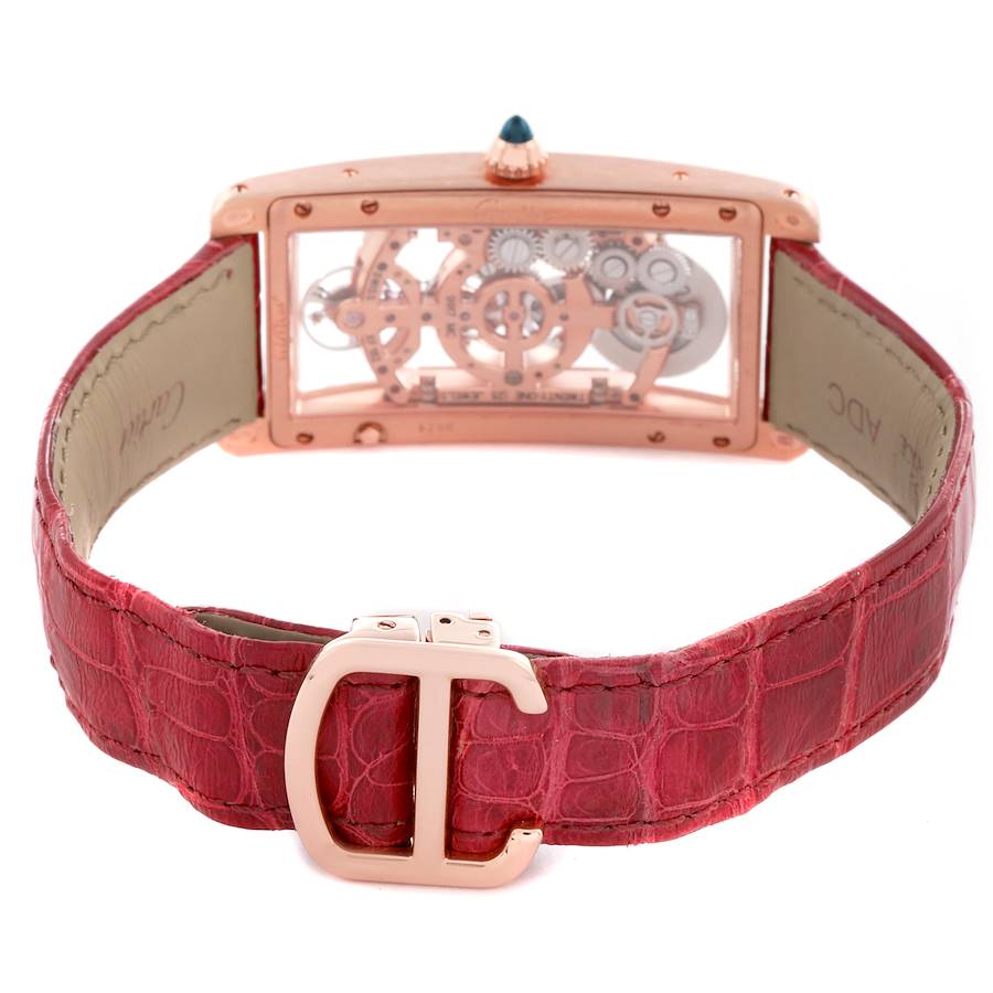 Cartier Tank Cintr&eacute;e Skeleton Rose Gold Mens Watch WHTA0008
