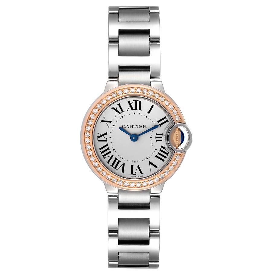 Cartier Ballon Bleu Steel Rose Gold Diamond Ladies Watch WE902079