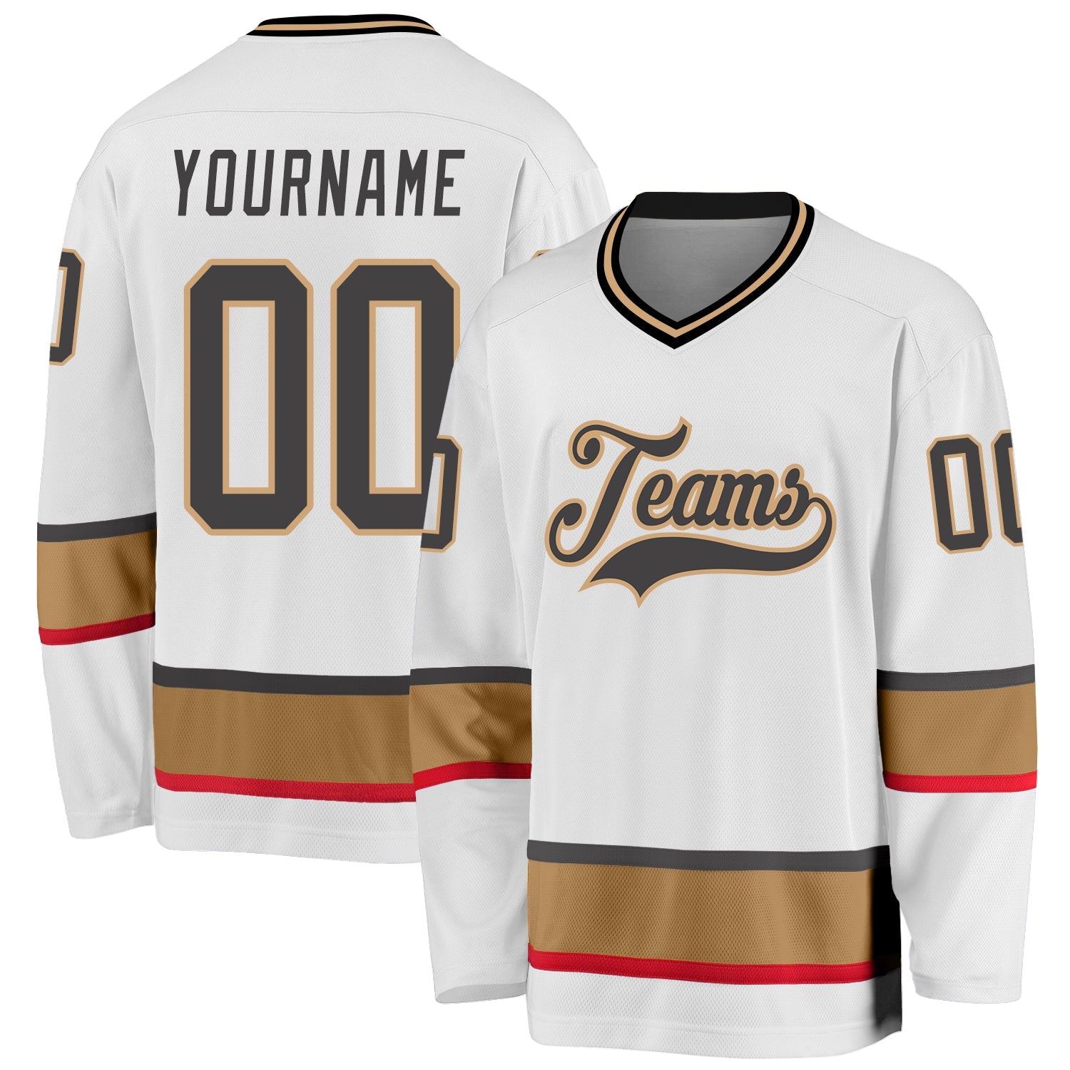 Custom White Dark Gray-Old Gold So Cool Hockey Jersey