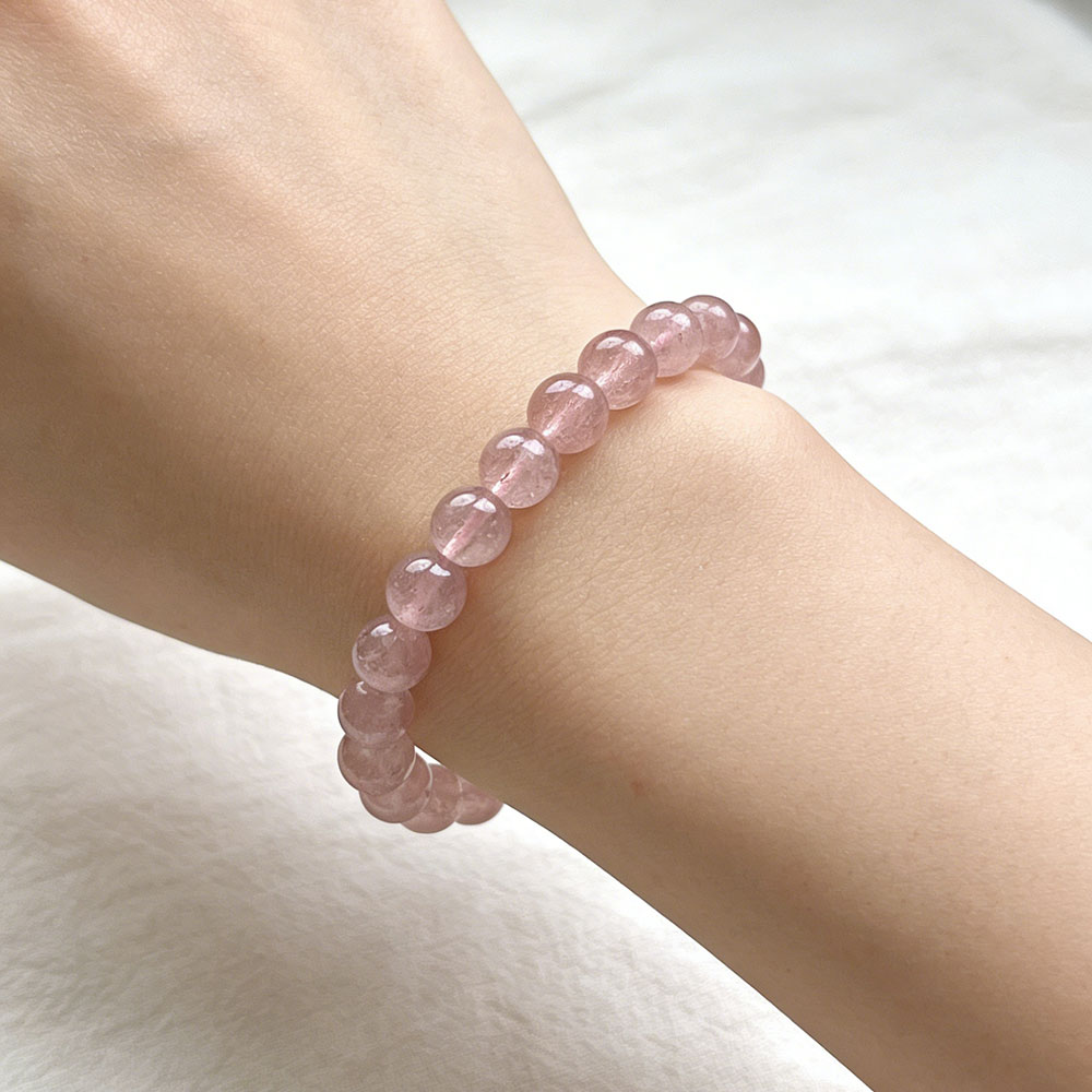 8mm Strawberry Quartz Love Bracelet | Heart Chakra Healing & Attraction
