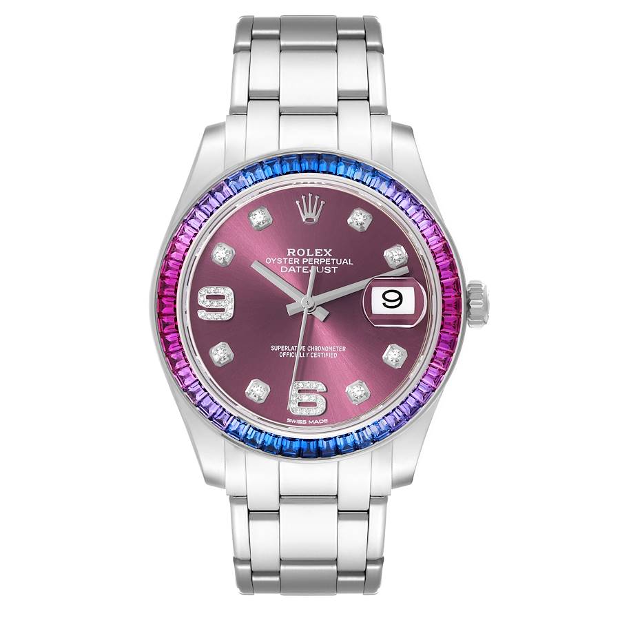 Rolex Pearlmaster White Gold Sapphire Bezel Mens Watch 86349