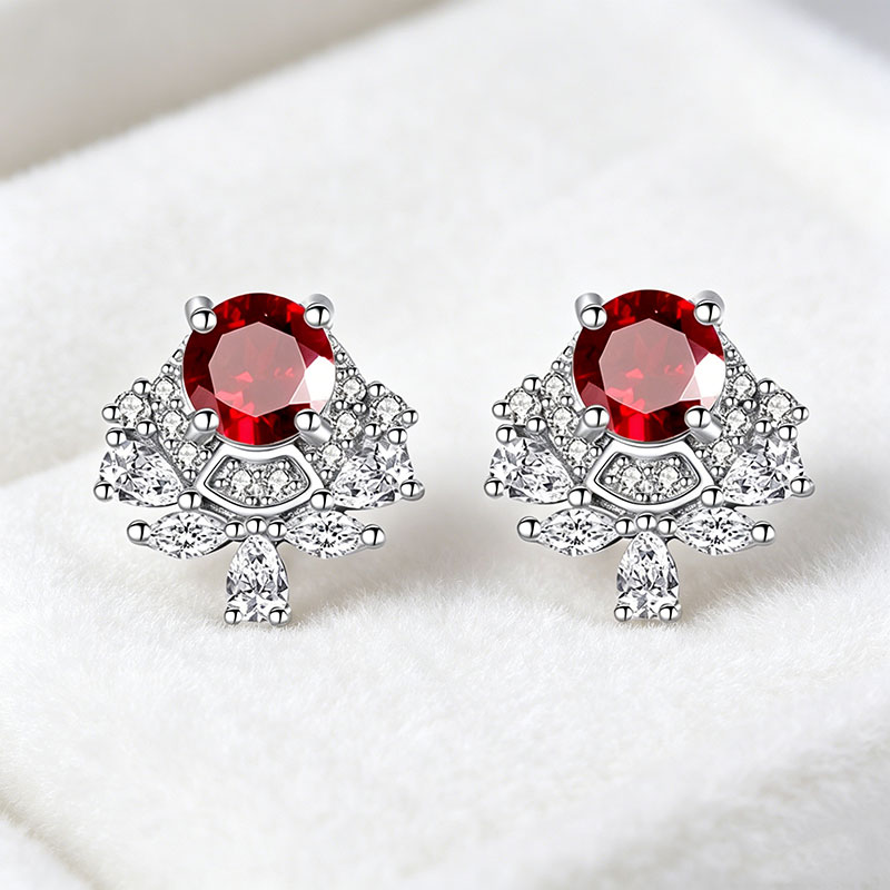 GemVibra 925 Silver Drop Earrings with Natural Gemstones & Rhinestones