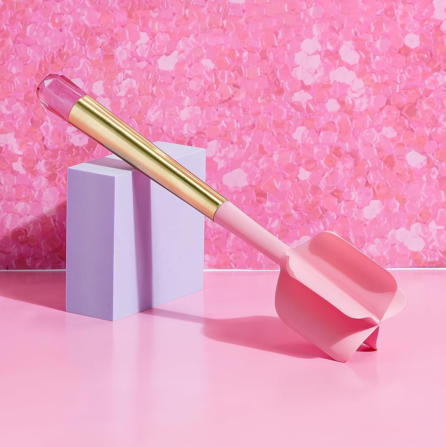 Meat Chopper with Pink Jewel Shaped Handle, Heat-Resistant up to 400°F, Dishwasher Safe Kitchen Tools and Utensil, Pink and Gold