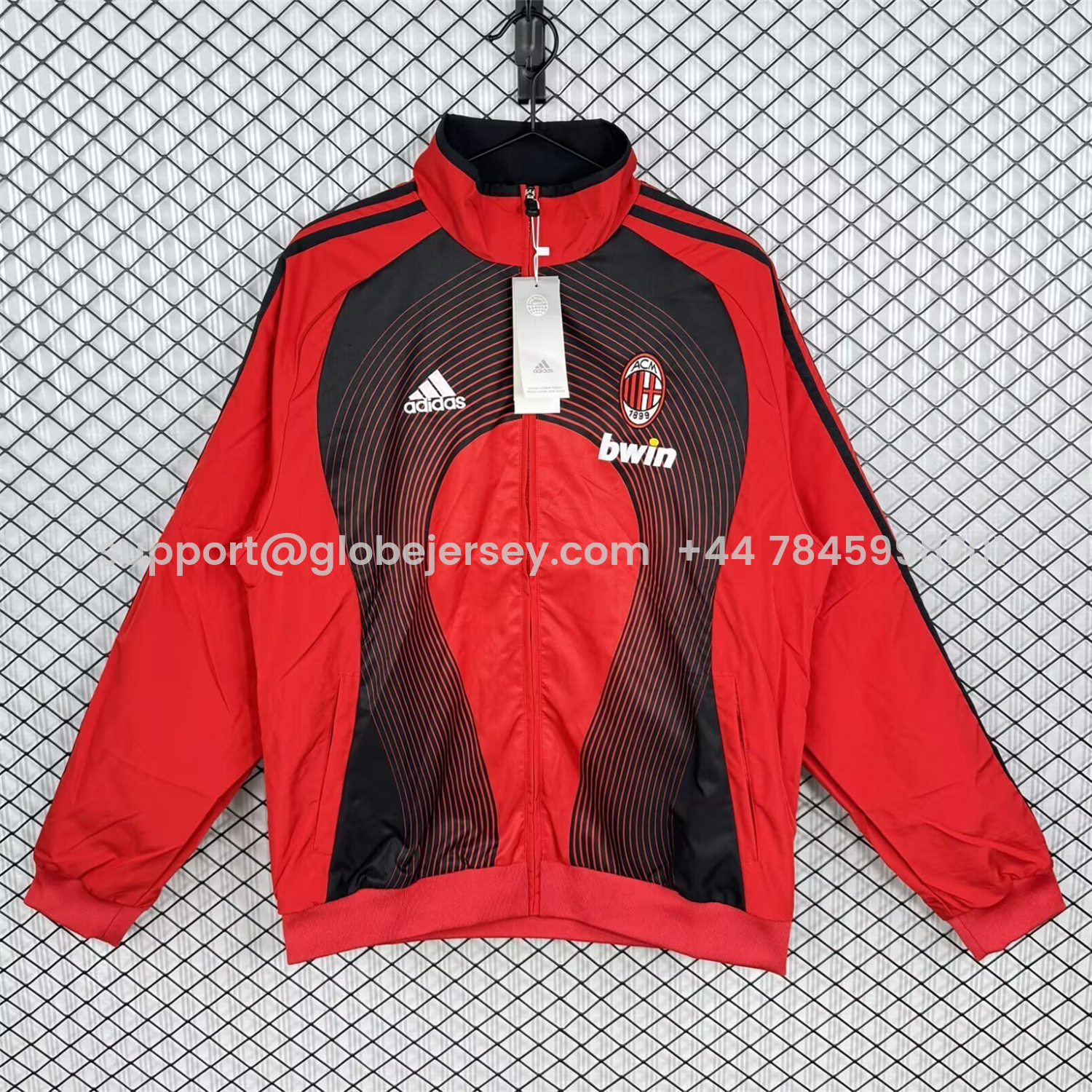 Retro AC Milan 2006-07 Home Windbreaker Jacket - Red With Black