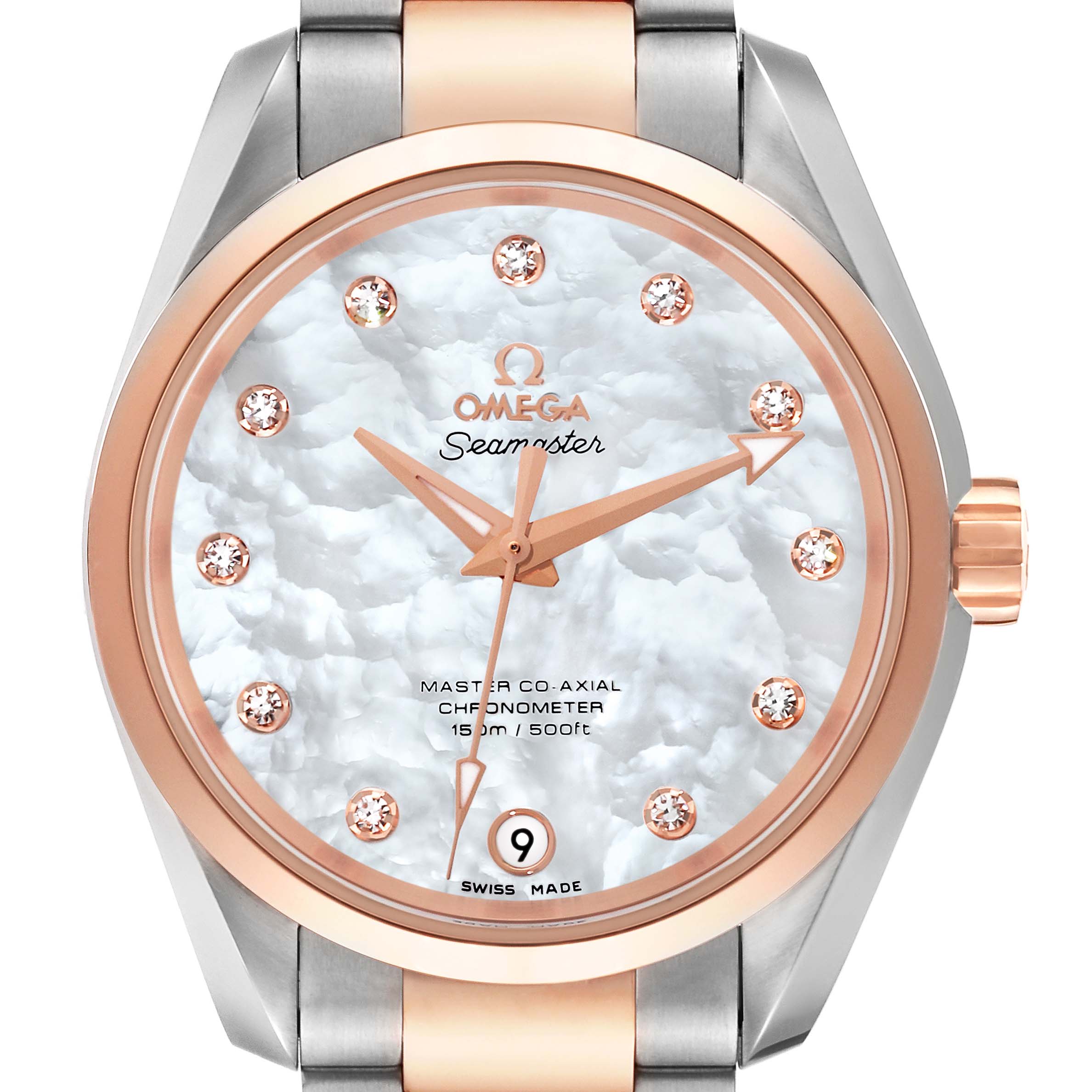 Omega Aqua Terra Rose Gold Mother of Pearl Diamond Ladies Watch 38.5 MM 231.20.39.21.55.003