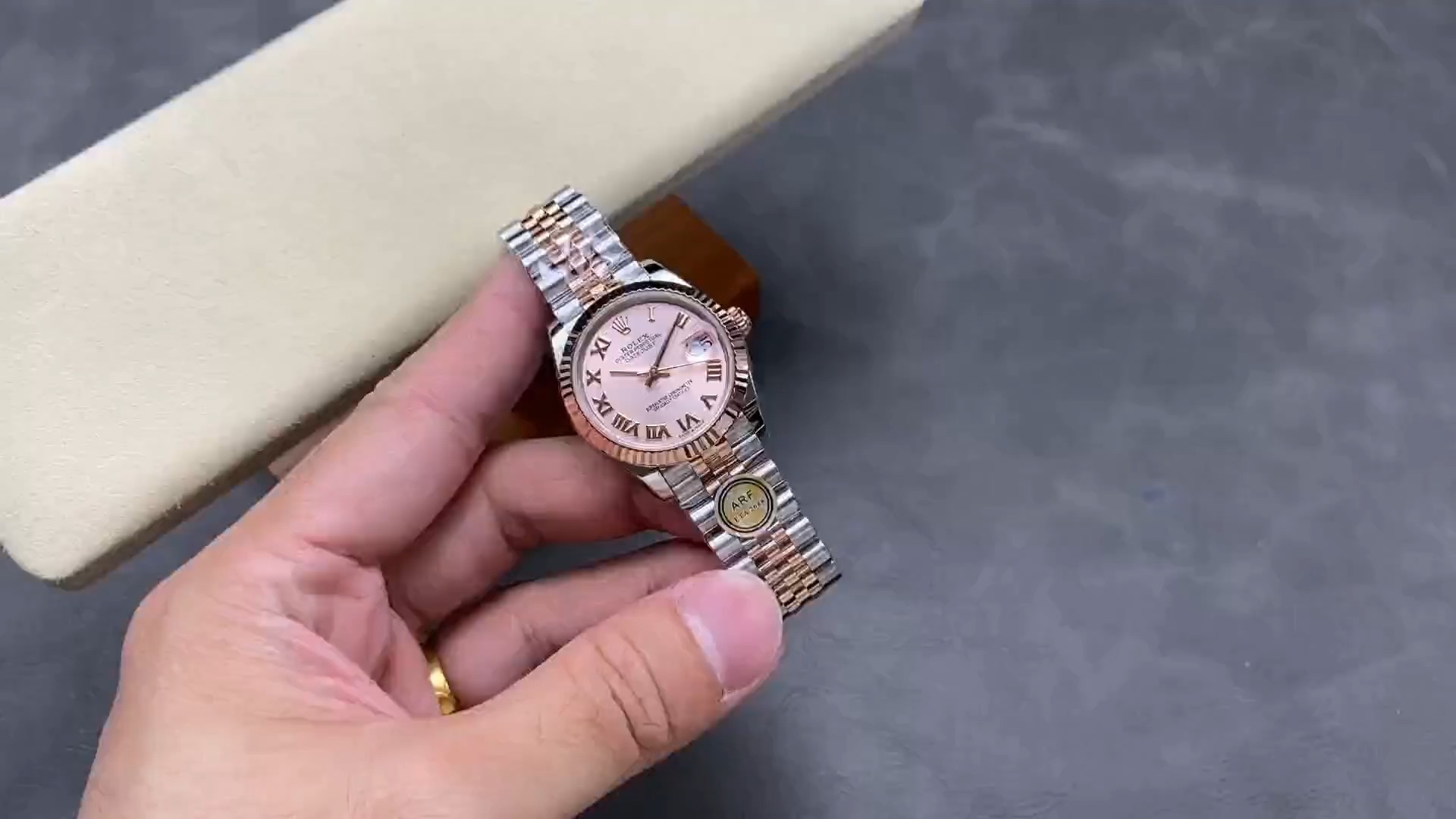 Rolex Datejust 278271 Sun Dust Roman Dial Two Tone Rose Gold Fluted Bezel Jubilee