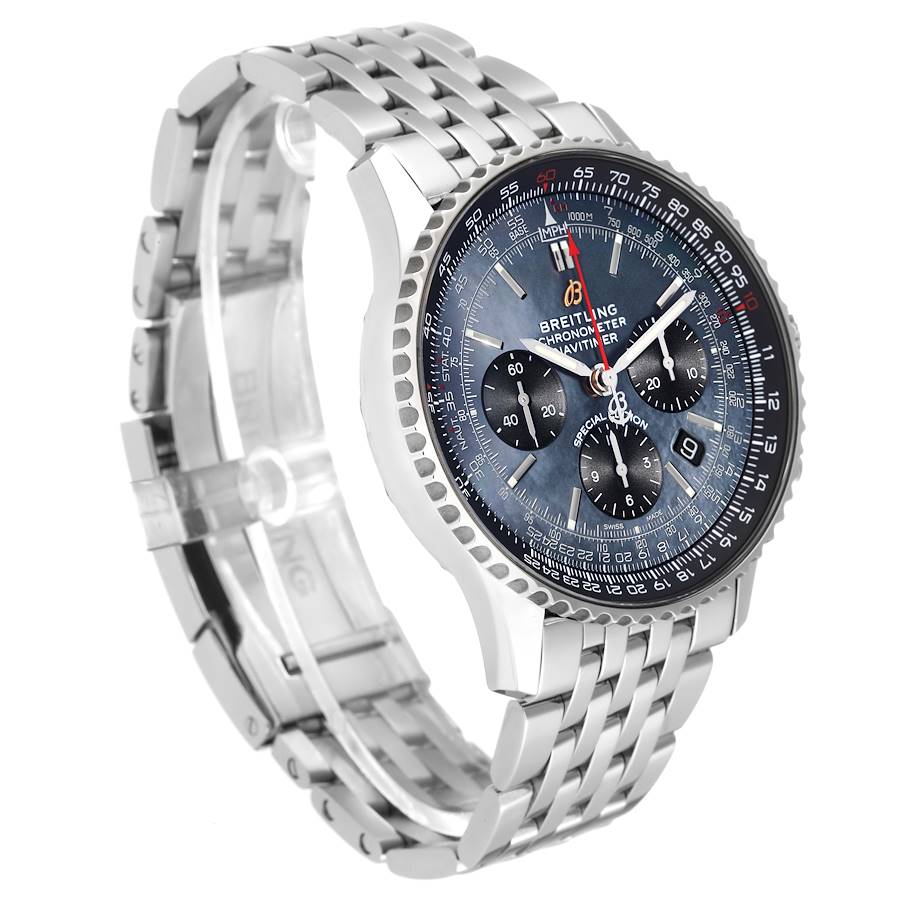 Breitling Navitimer 01 Blue Mother of Pearl Dial Steel Mens Watch AB0121
