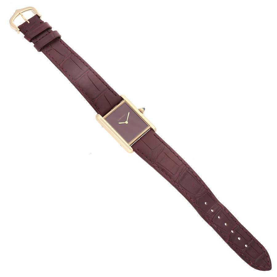 Cartier Tank Louis Large Yellow Gold Burgundy Dial Mens Watch WGTA0190