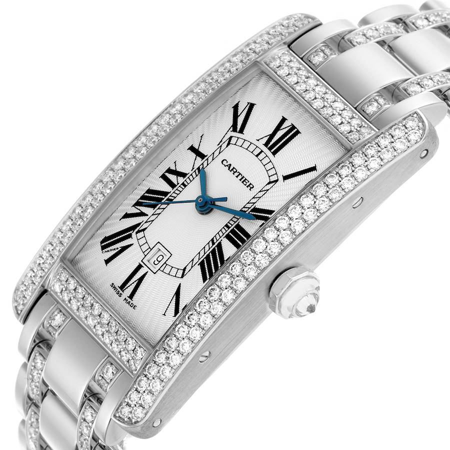 Cartier Tank Americaine White Gold Diamond Mens Watch WB7045MP