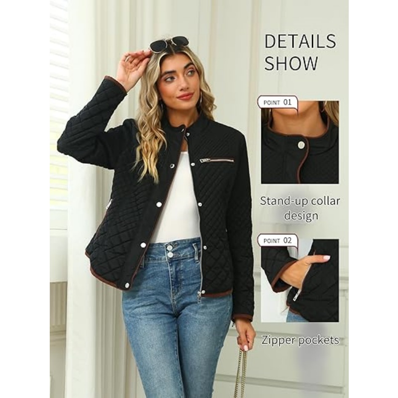 Women's Stand Collar Lightweight Quilted Puffer Jacket