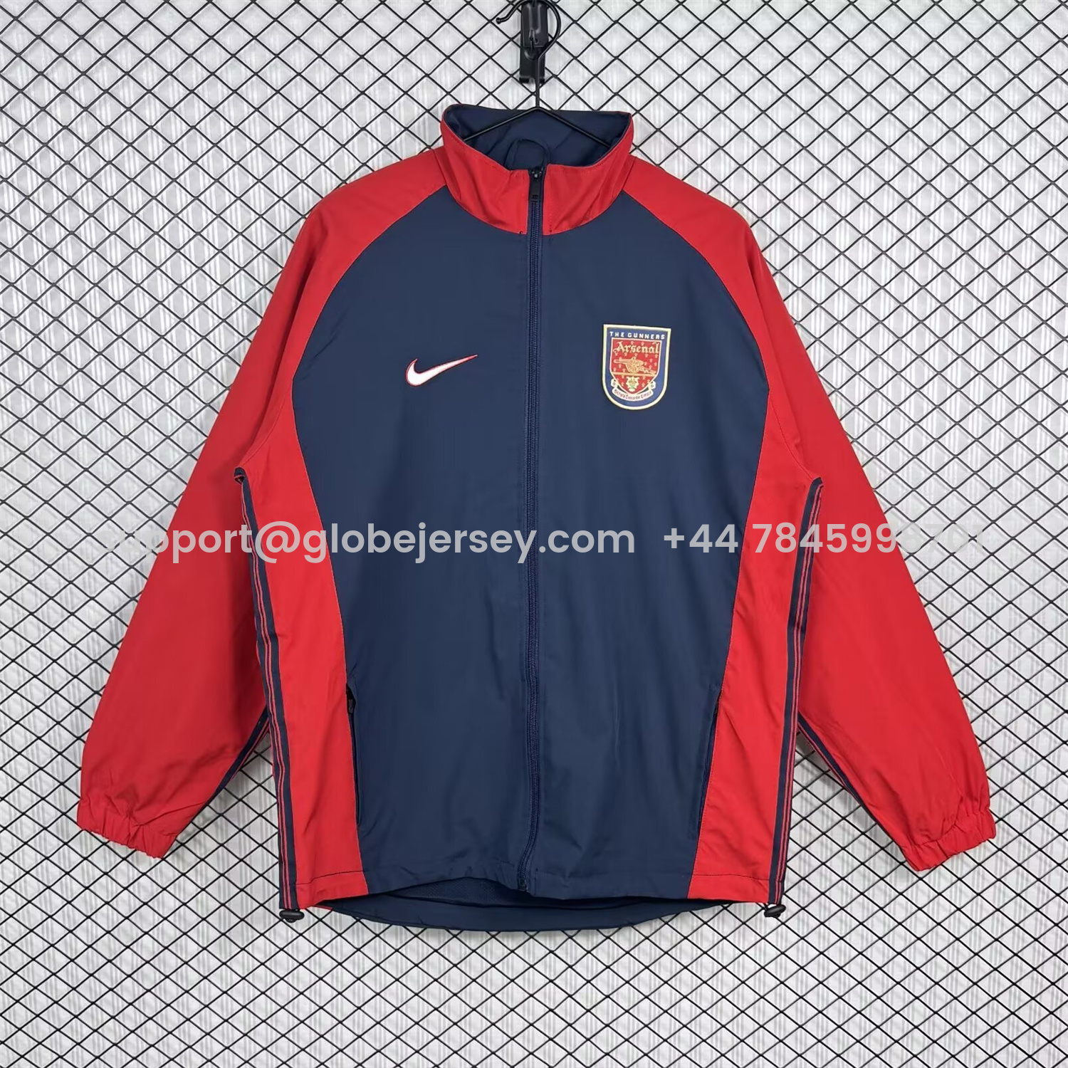 Retro Arsenal 1998-99 Home Windbreaker Jacket - Red And Dark Grey