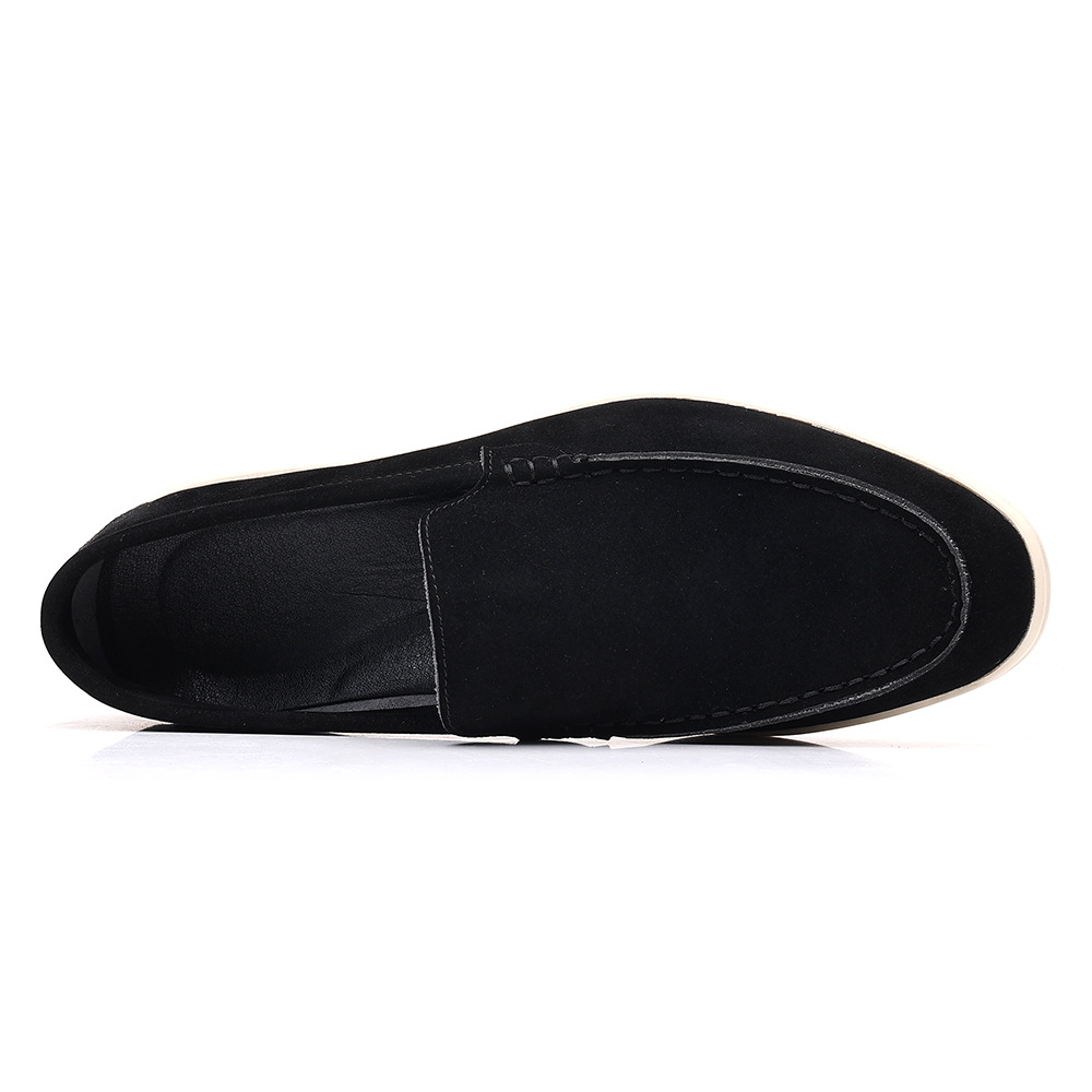 Men's Suede Round Toe Slip-On Contrast Sole Loafers