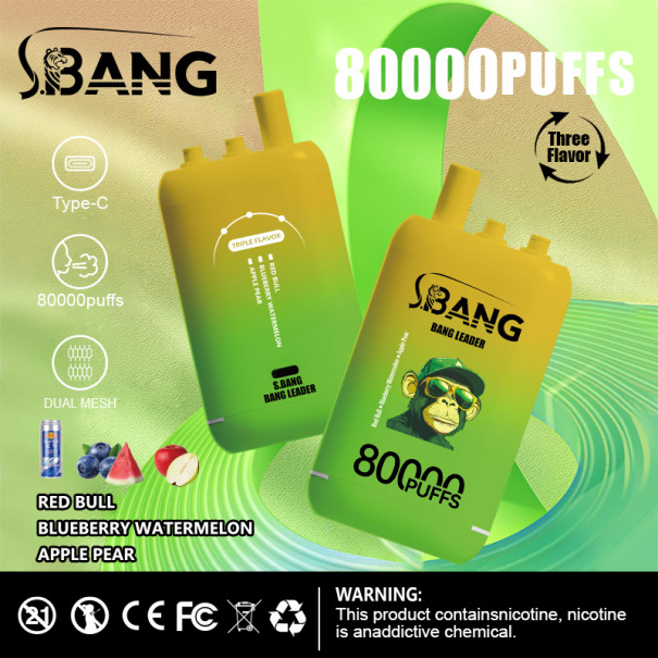 Bang Leader 80K Puffs 3-in-1 Prefilled Vape Device - 3 Flavours, Rechargeable, 850mAh