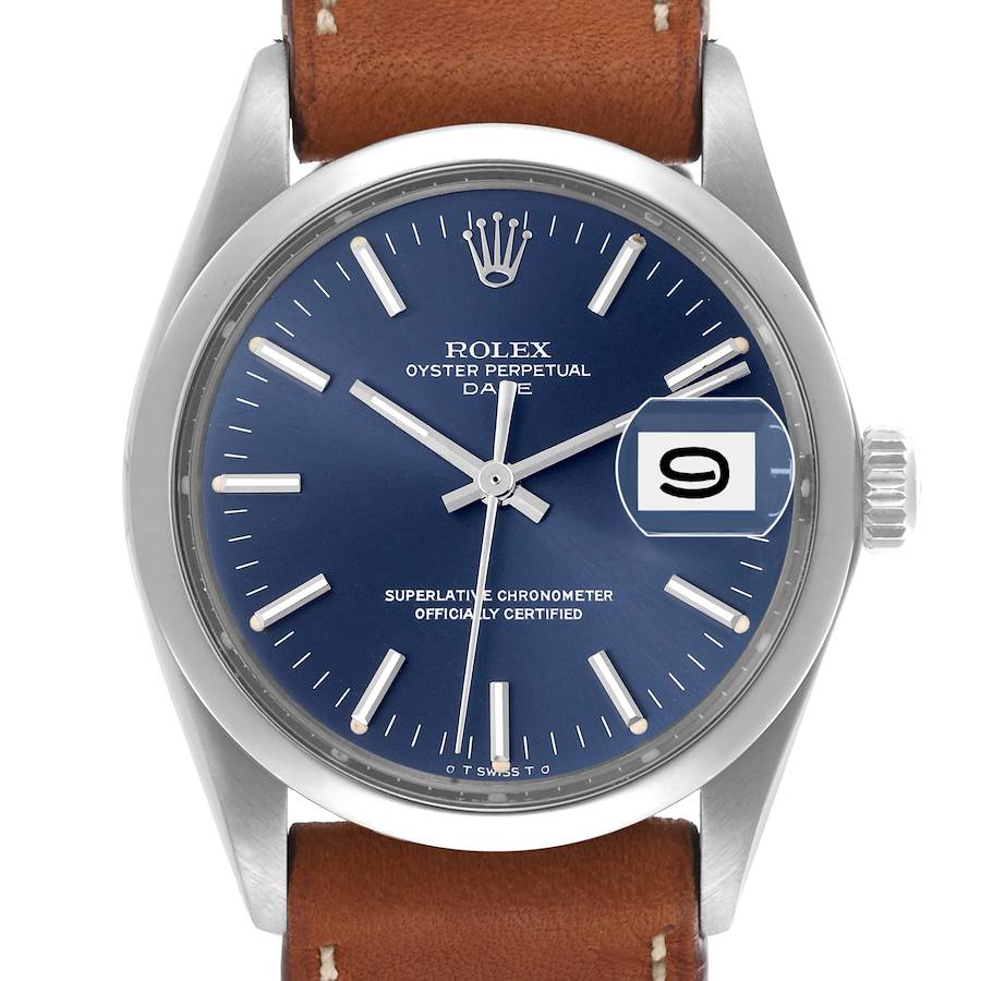 Rolex Date Blue Sigma Dial Vintage Steel Mens Watch 1500