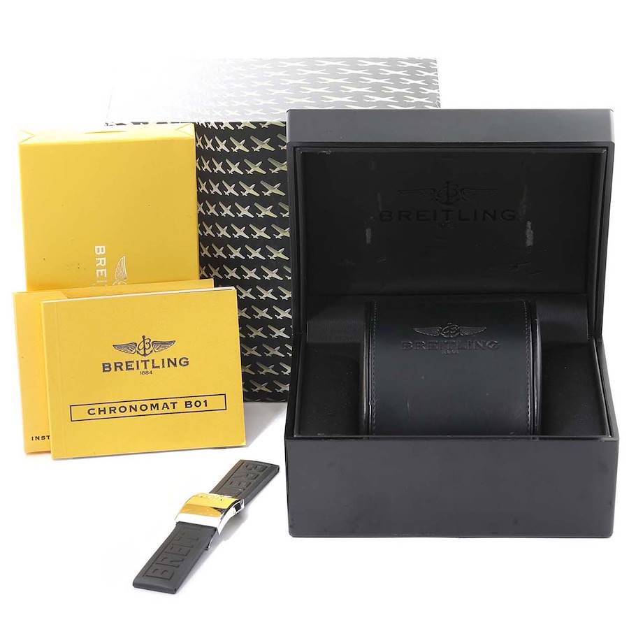 Breitling Chronomat White Dial Steel Rose Gold Mens Watch IB0110