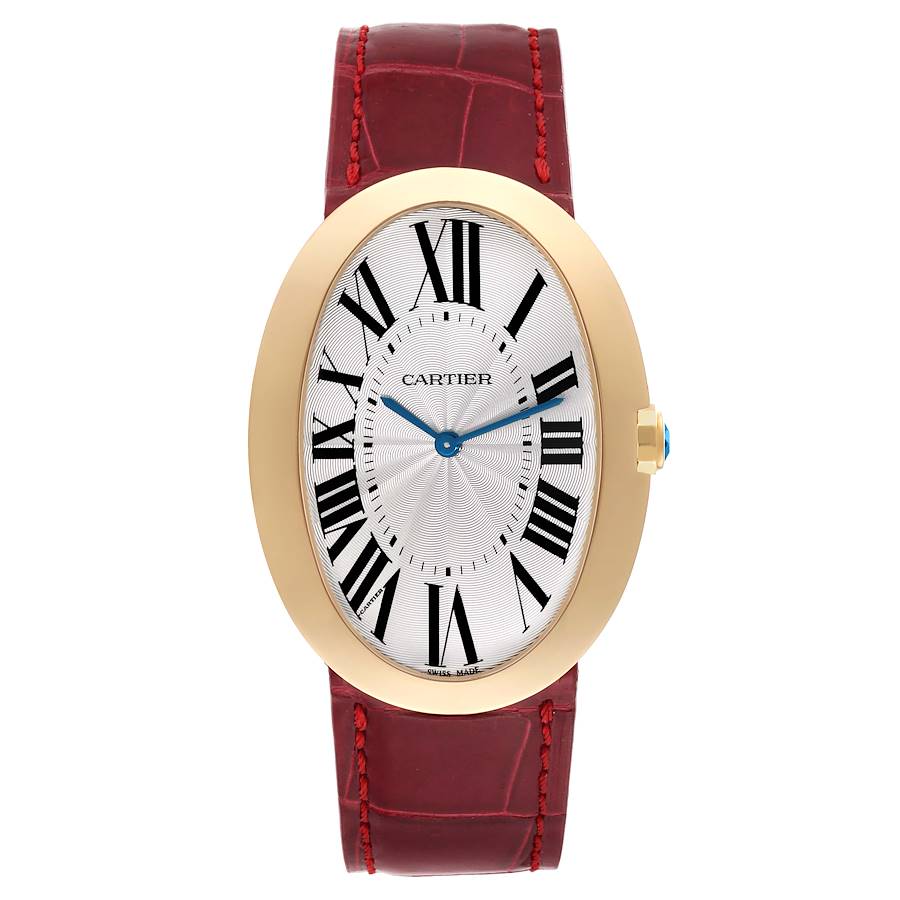 Cartier Baignoire Large 18k Yellow Gold Silver Dial Ladies Watch W8000013