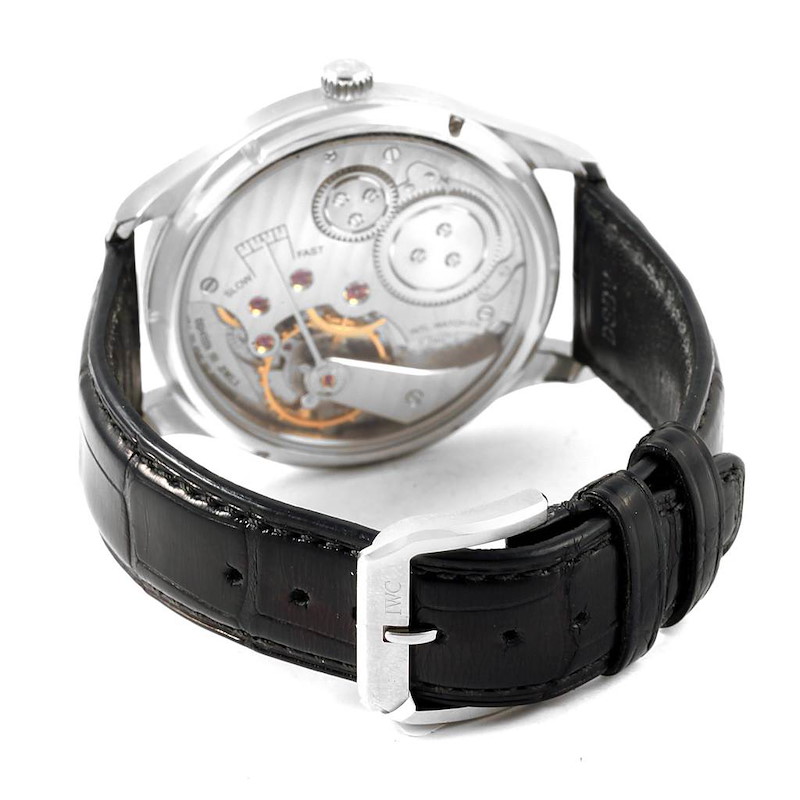 IWC Portuguese Black Dial Manual Wind Steel Mens Watch IW545407