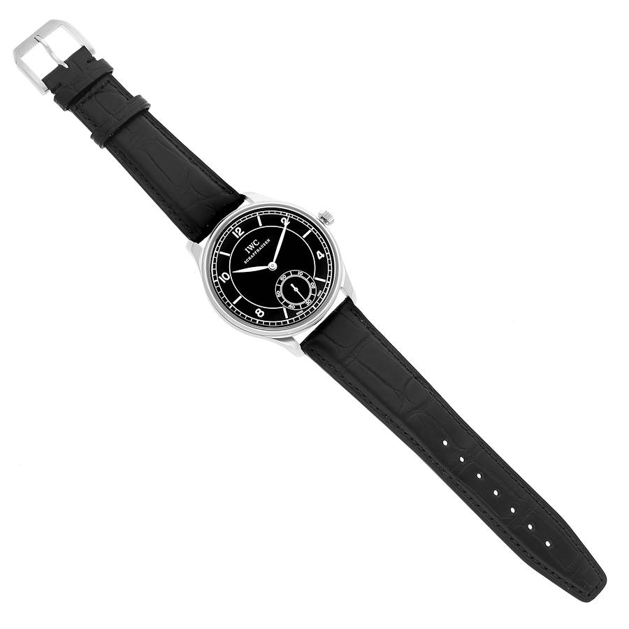 IWC Portuguese Black Dial Vintage Style Steel Mens Watch IW544501