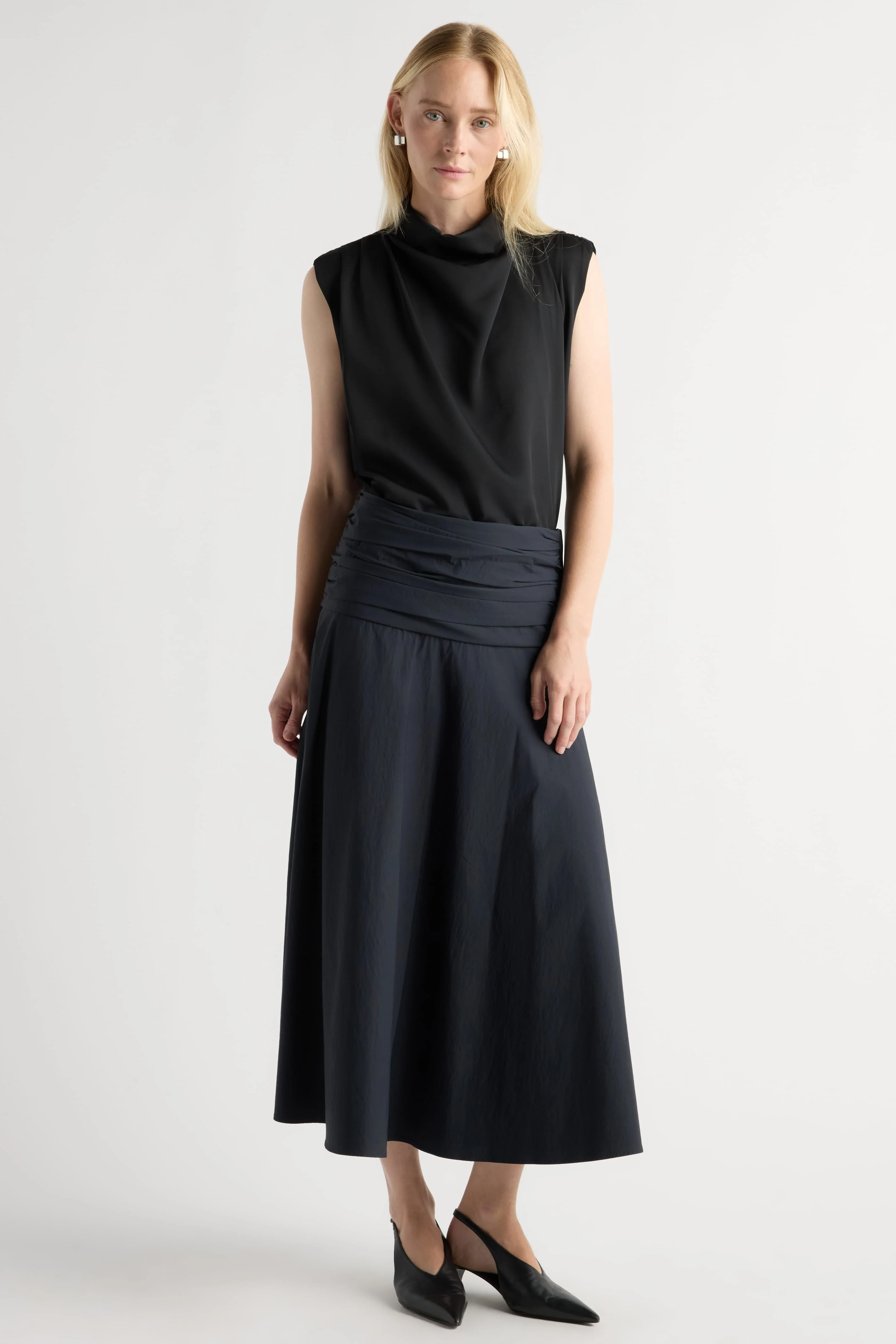 Cove Shirred-Waist Cotton Skirt