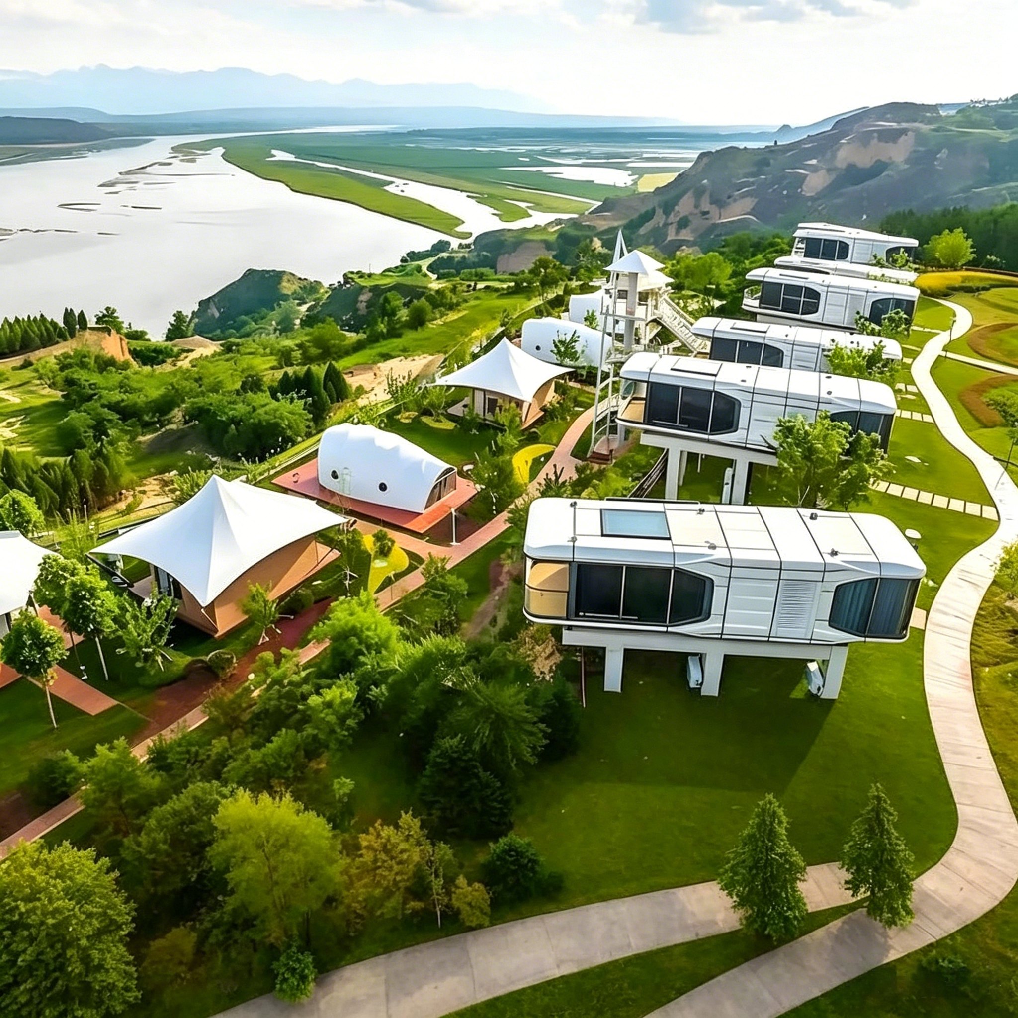 modular capsule room, luxury prefabricated villa