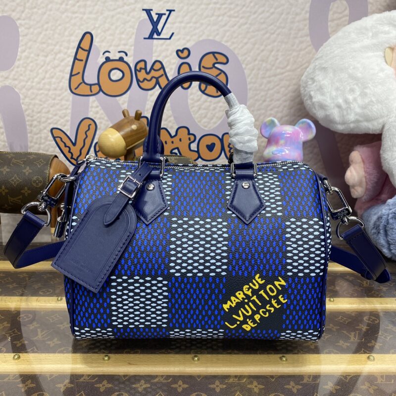 Replica Louis Vuitton Speedy Bandouliere 25 Blue Grid