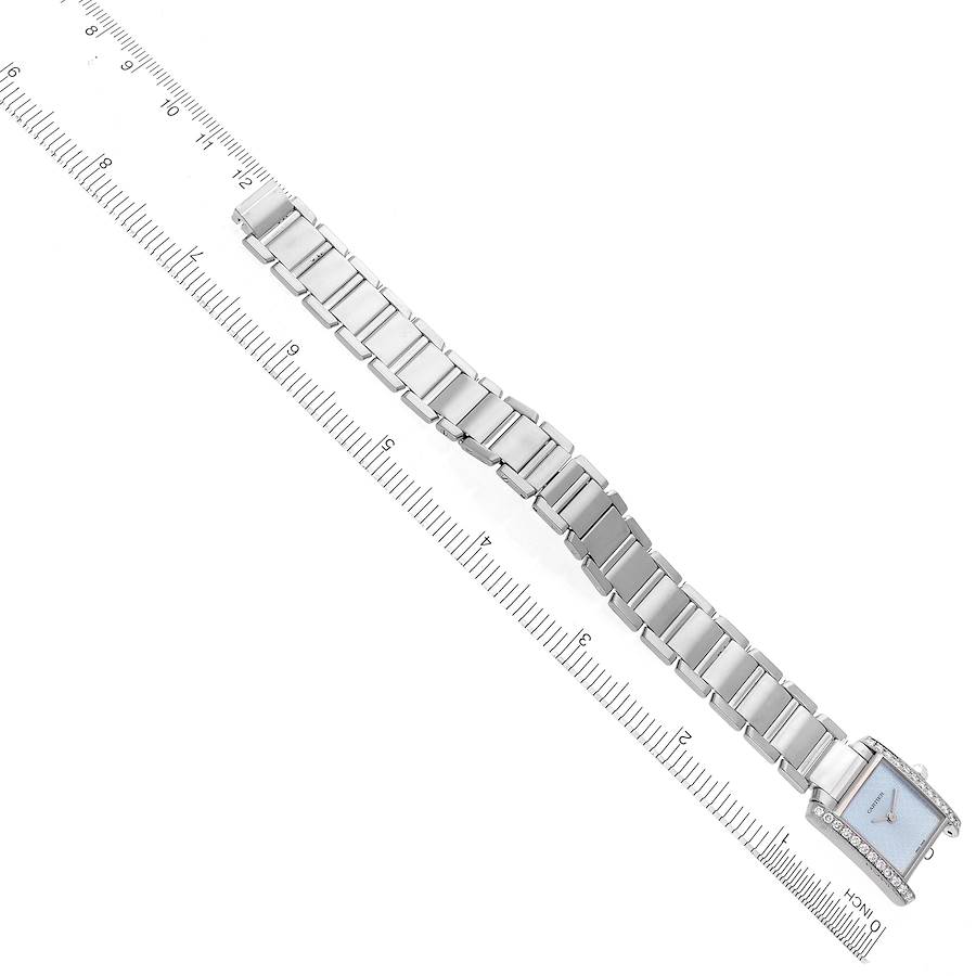 Cartier Tank Francaise White Gold Blue Dial Diamond Ladies Watch 2403
