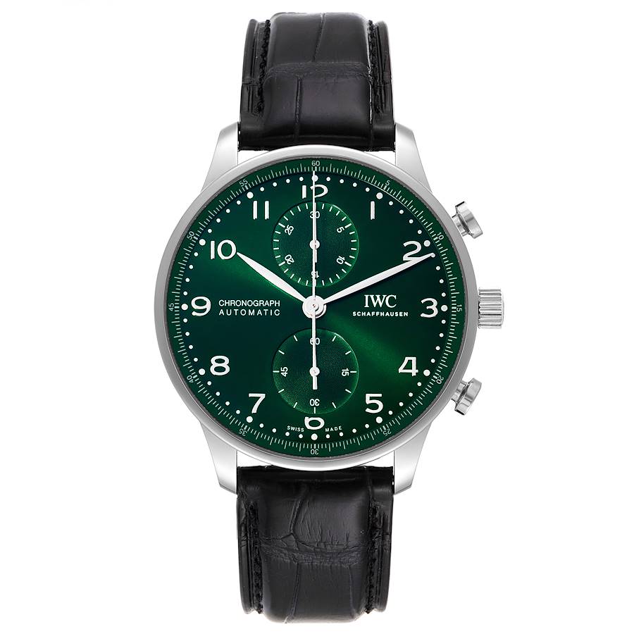 IWC Portugieser Chronograph Green Dial Steel Mens Watch IW371615