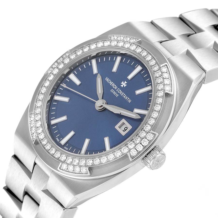 Vacheron Constantin Overseas Blue Dial Diamond Steel Ladies Watch 1205V