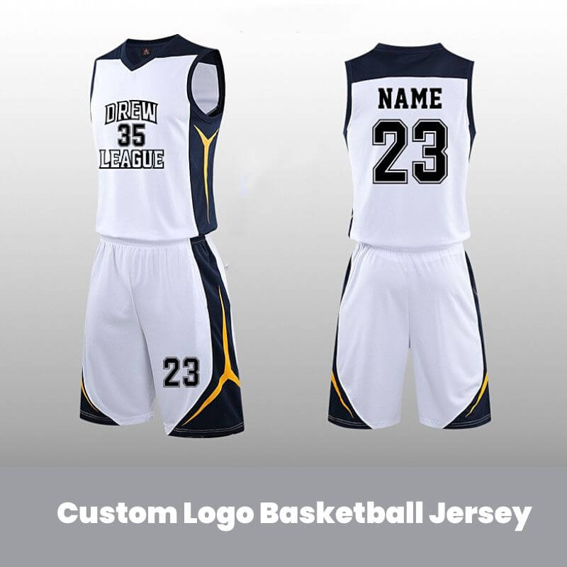 Custom White-Black Team Logo Basketball Jerseys