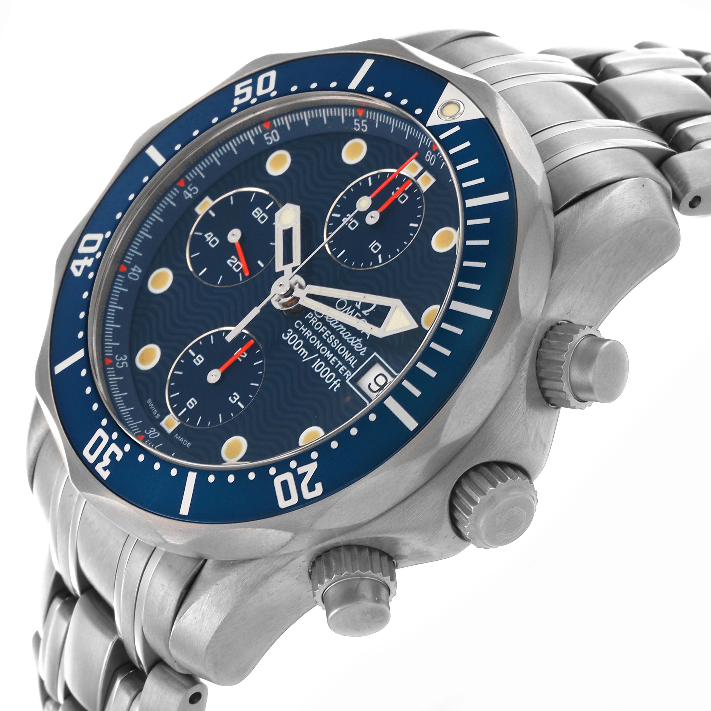 Omega Seamaster Diver Chrono Blue Dial Titanium Mens Watch 41.5 MM 2298.80.00
