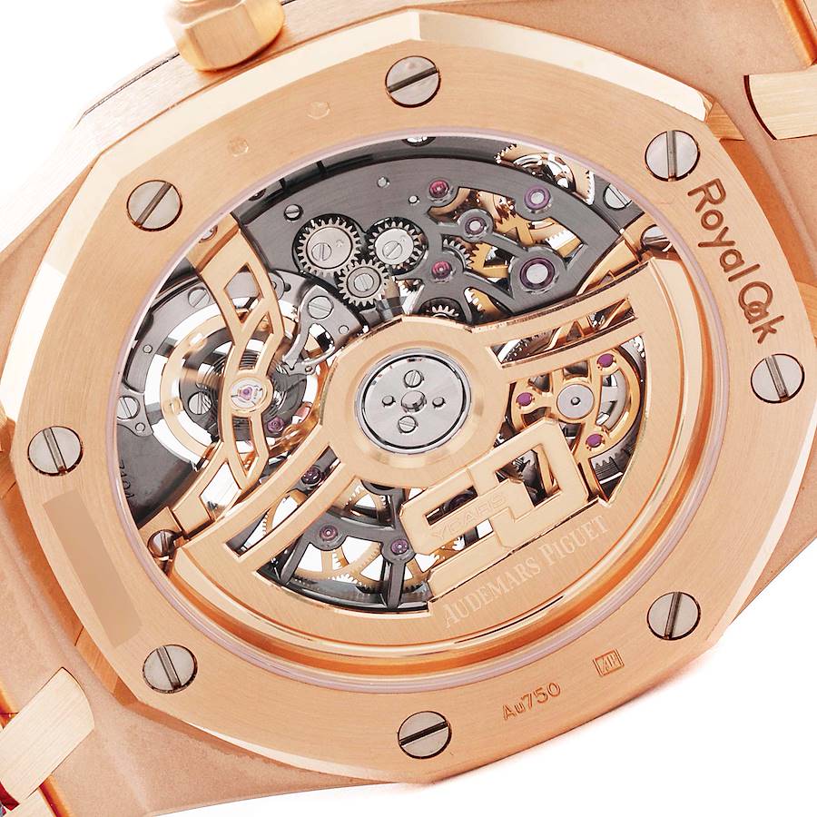 Audemars Piguet Royal Oak Jumbo Ultra -Thin Openworked 50th Anniversary Rose Gold Mens Watch 16204OR