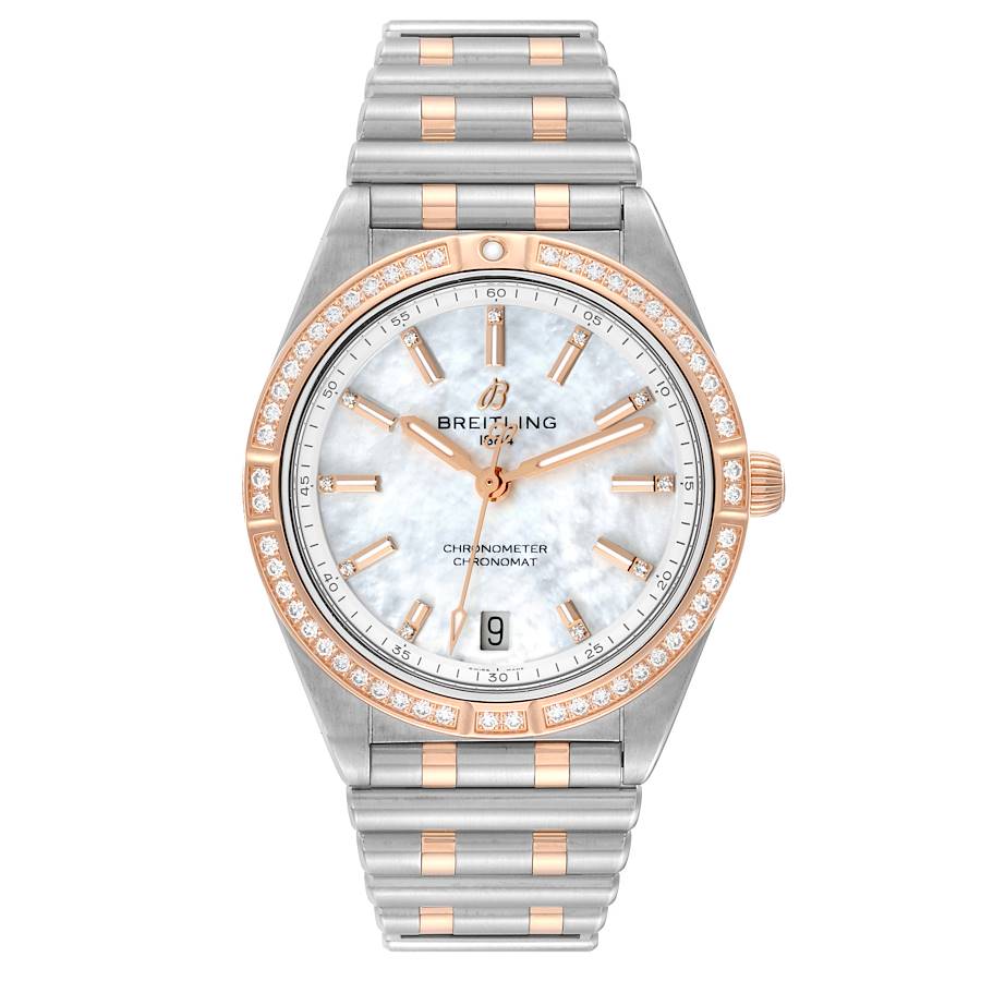Breitling Chronomat 36 Mother Of Pearl Diamond Dial Steel Rose Gold Ladies Watch U10380