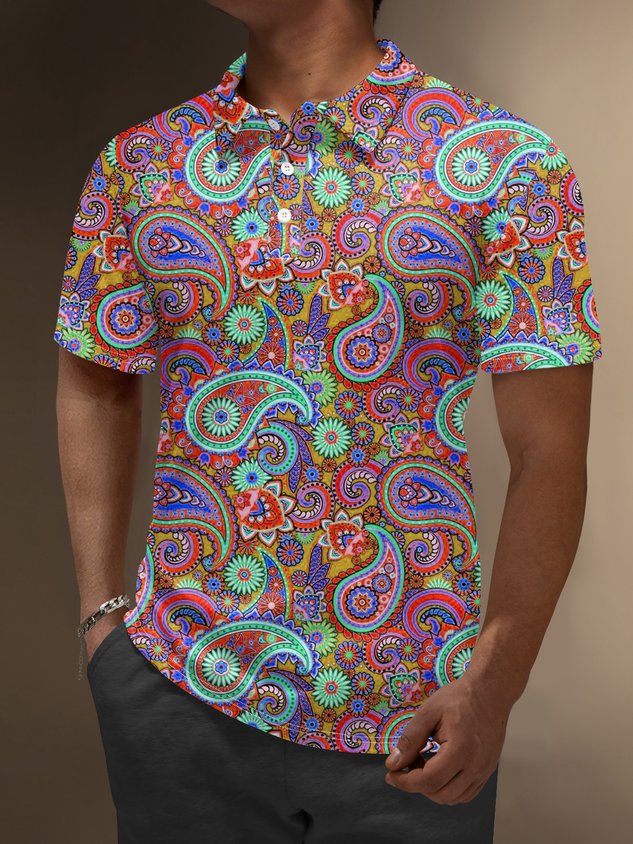 Moisture Wicking Hawaiian Paisley Golf Polo