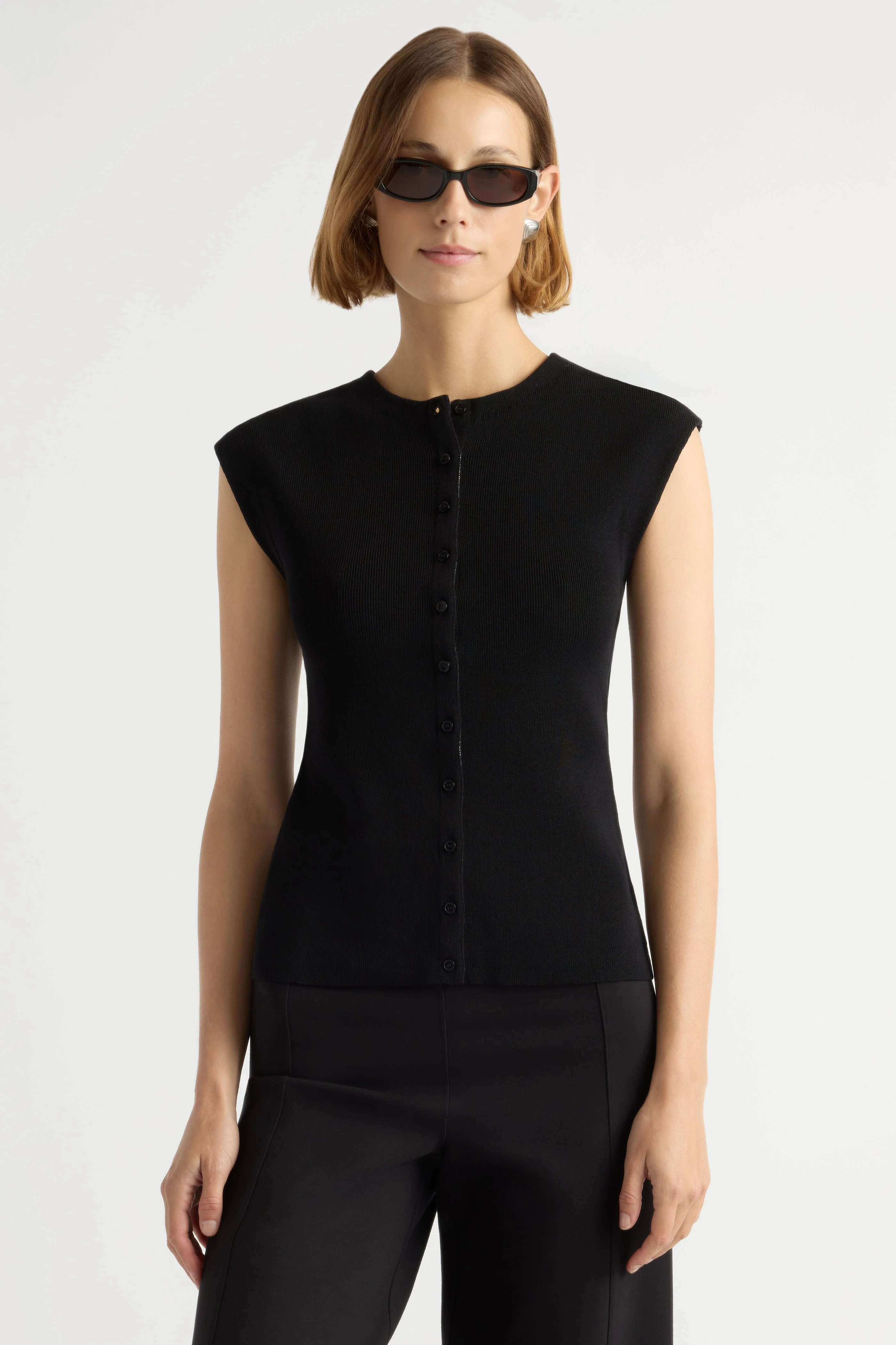 Solara Cotton Button Sweater Top