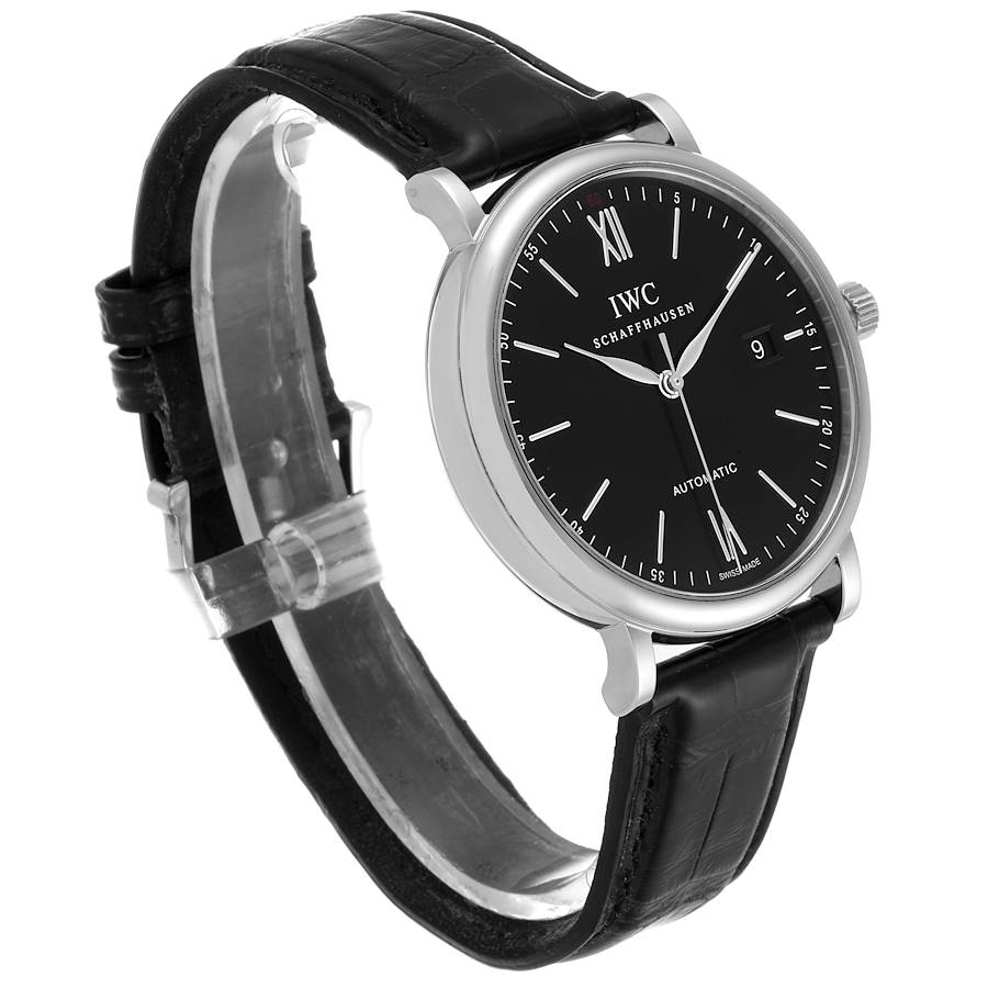 IWC Portofino Black Dial Automatic Steel Mens Watch IW356502