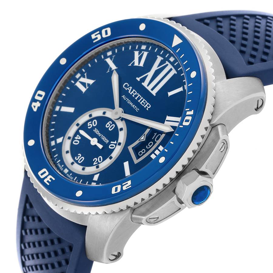 Cartier Calibre Diver Blue Dial Steel Mens Watch WSCA0010