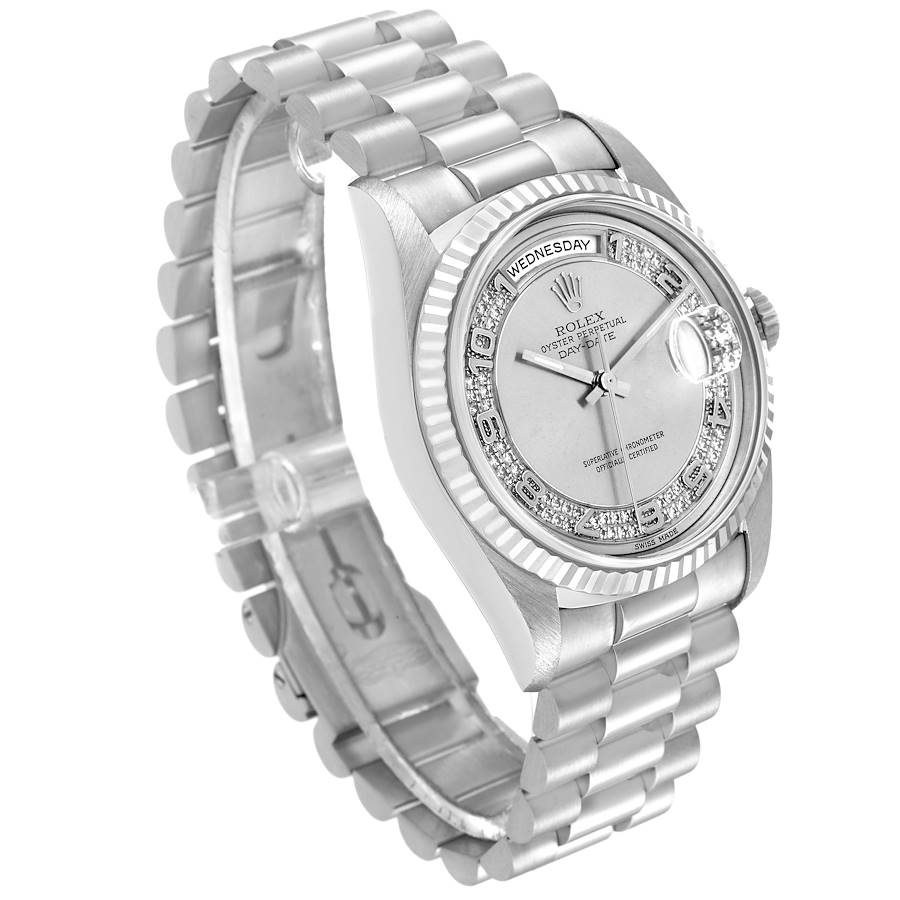 Rolex President Day-Date White Gold Myriad Diamond Dial Mens Watch 18239