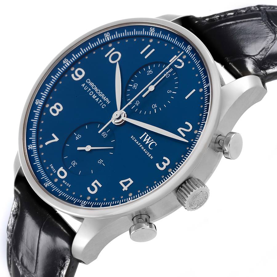 IWC Portugieser Chronograph Steel Blue Dial Mens Watch IW371606