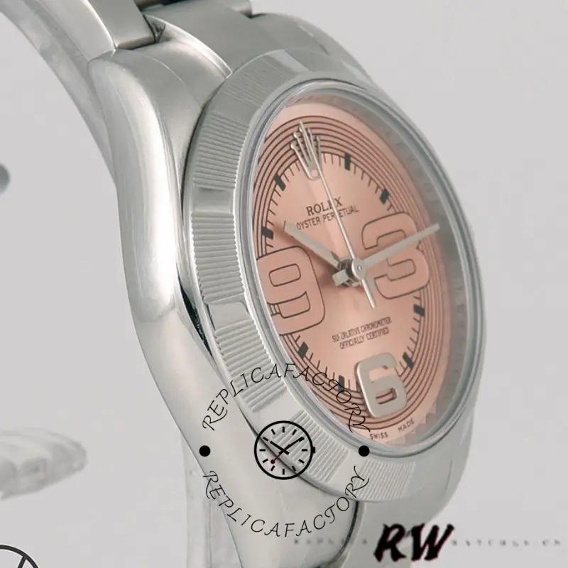 Rolex Oyster Perpetual 177210 Pink Maxi Arabic Dial 31mm Lady Replica Watch