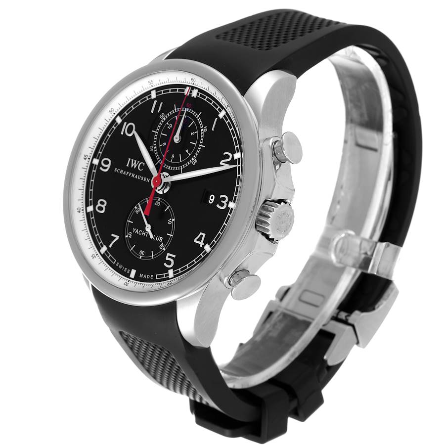 IWC Portuguese Yacht Club Chronograph Black Dial Steel Mens Watch IW390210