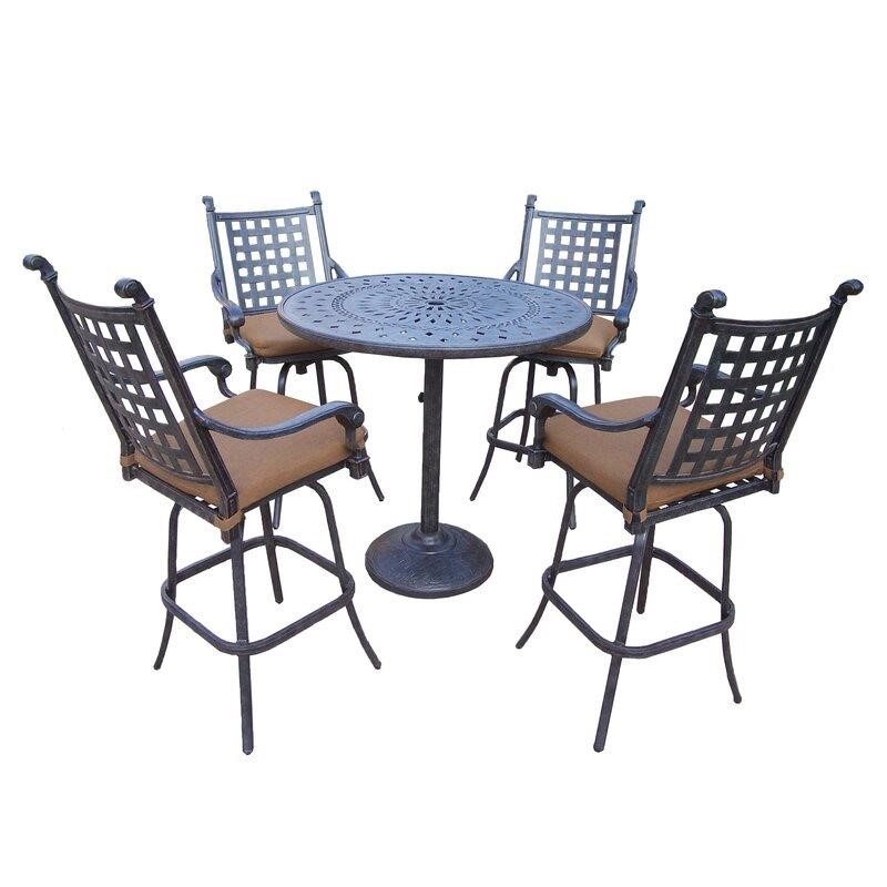 Vandyne Round 4 - Person 36.25'' Long Bar Height Dining Set with Cushions