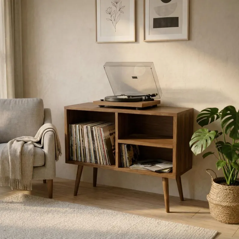Mid-Century Vinyl Record Storage Cabinet