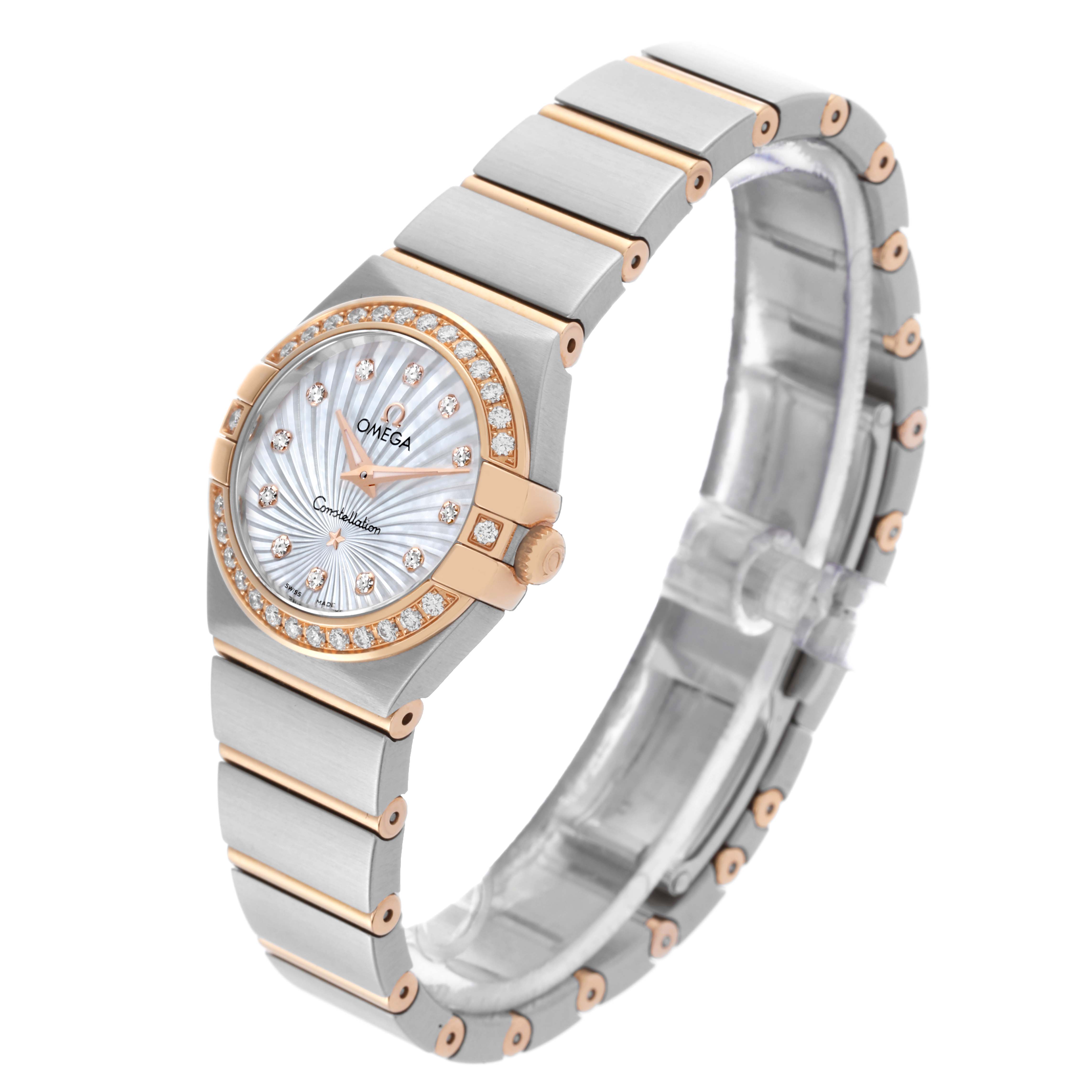 Omega Constellation Steel Rose Gold Diamond Watch 24.0 MM 123.25.24.60.55.002