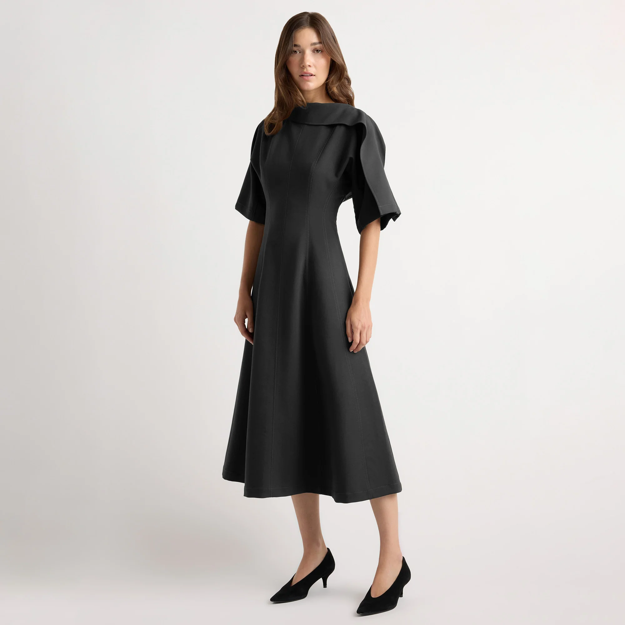 Addison Foldover Scarf-Neck Dress