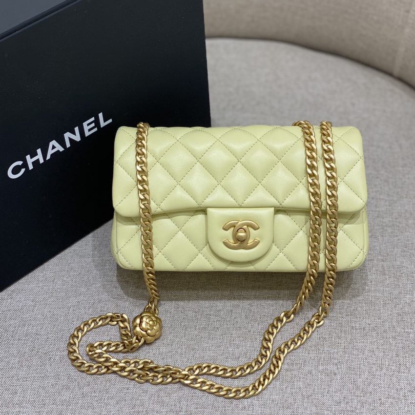 CHANEL Camellia Flap Yellow