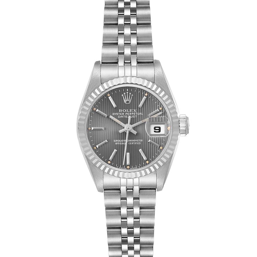 Rolex Datejust Steel White Gold Grey Tapestry Dial Ladies Watch 69174